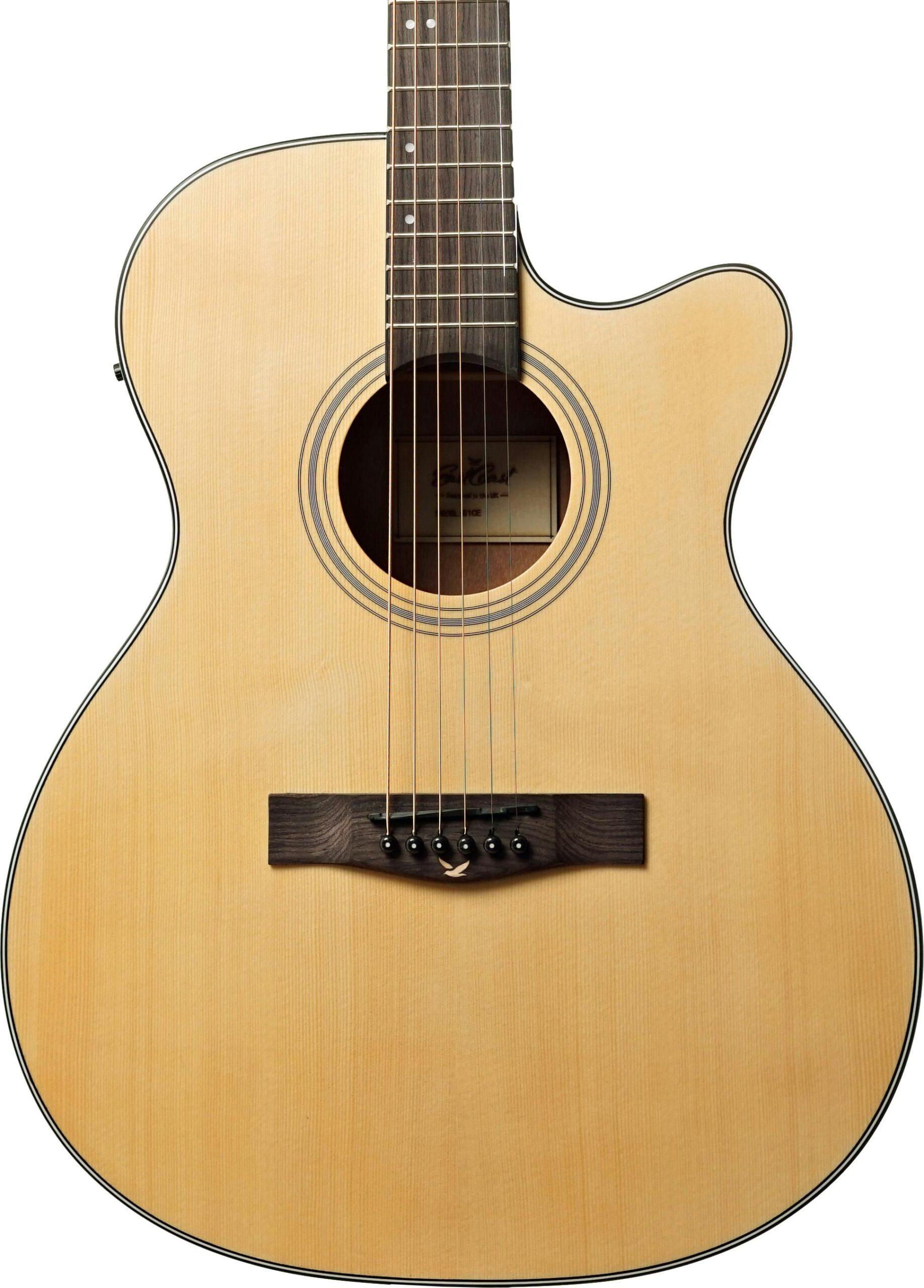 EastCoast G1CE Grand Auditorium Cutaway Satin Natural Spruce Laminate Top FEQ in stock - Image 1