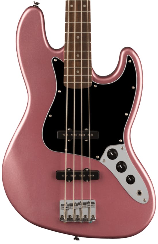 Squier Affinity Jazz Bass in Burgundy Mist with Indian Laurel Fingerboard in stock