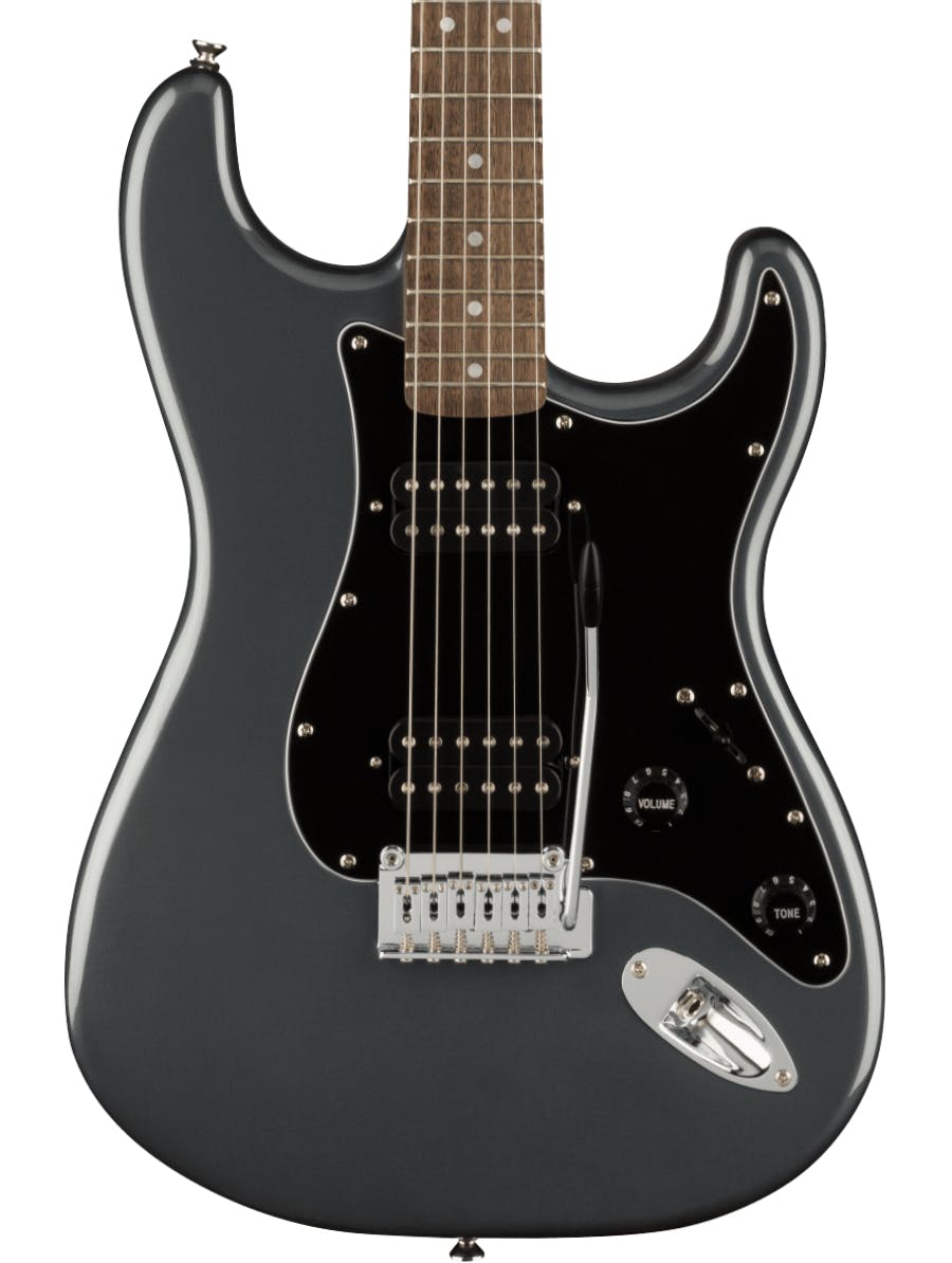 Squier Affinity Stratocaster HH Electric Guitar in Charcoal Frost Metallic in stock