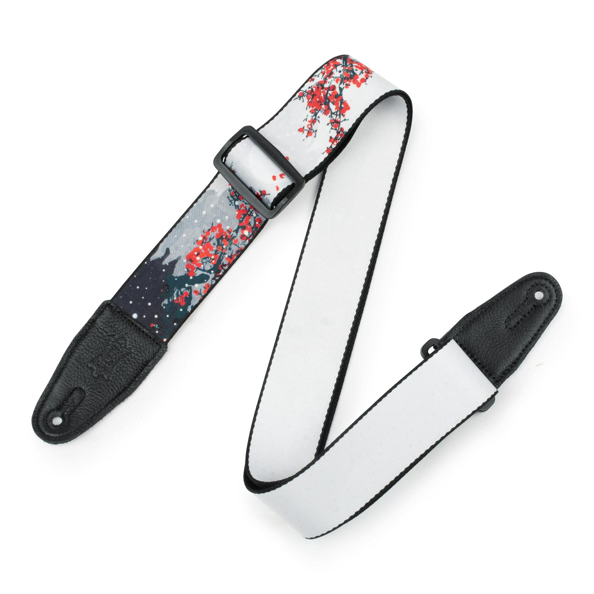 Levy Prints Polyester Guitar Strap in Cherry Blossom Snow in stock