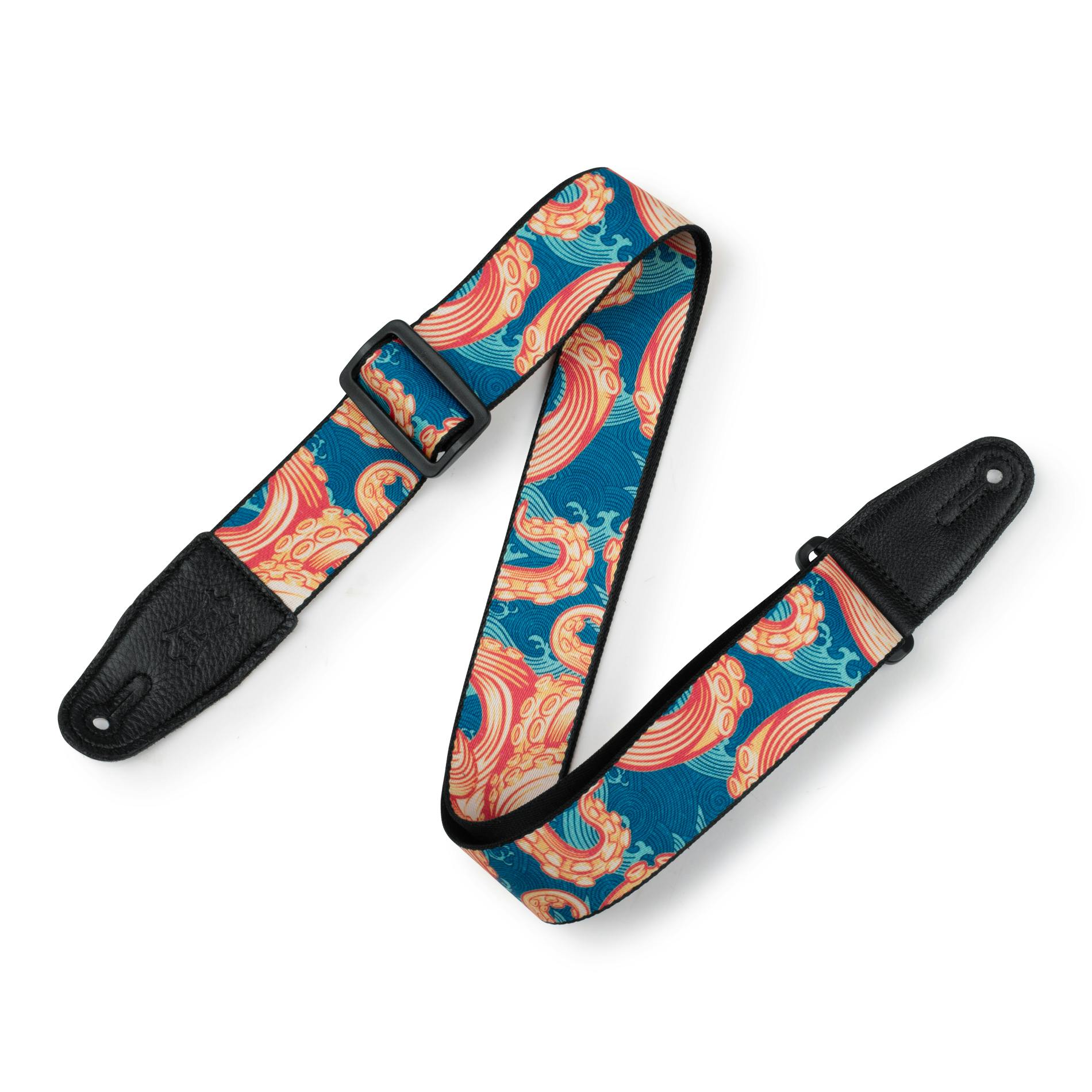 Levy Prints Polyester Guitar Strap in Tentacles Waves in stock