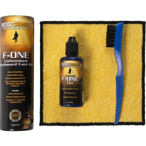 MusicNomad F ONE Unfinished Fretboard Care Kit Oil Brush Cloth in stock