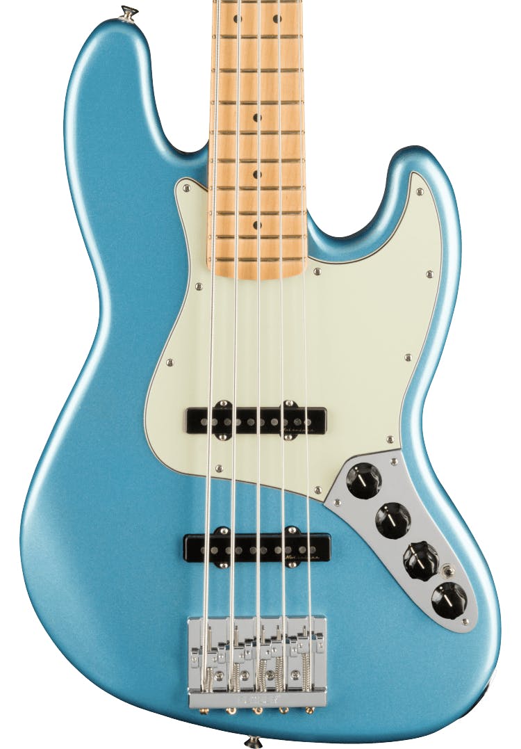 Fender Player Plus 5-String Jazz Bass V in Opal Spark Blue in stock