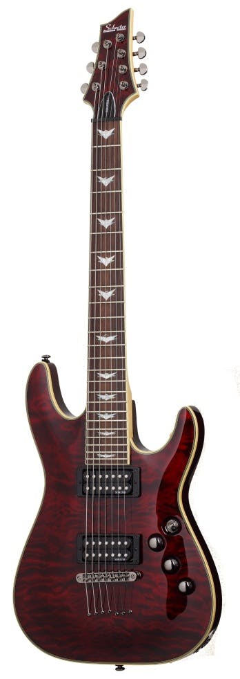 Schecter Omen Extreme 7 Electric Guitar in Black Cherry in stock