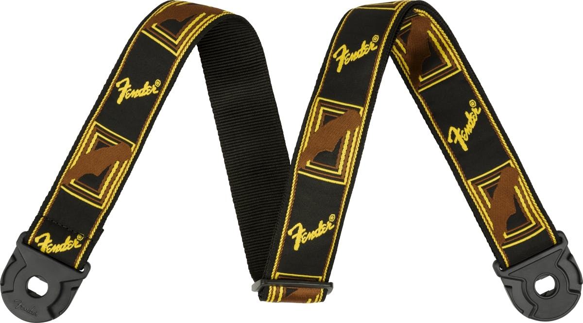Fender Quickgrip Locking End Strap in Black/Yellow/Brown in stock