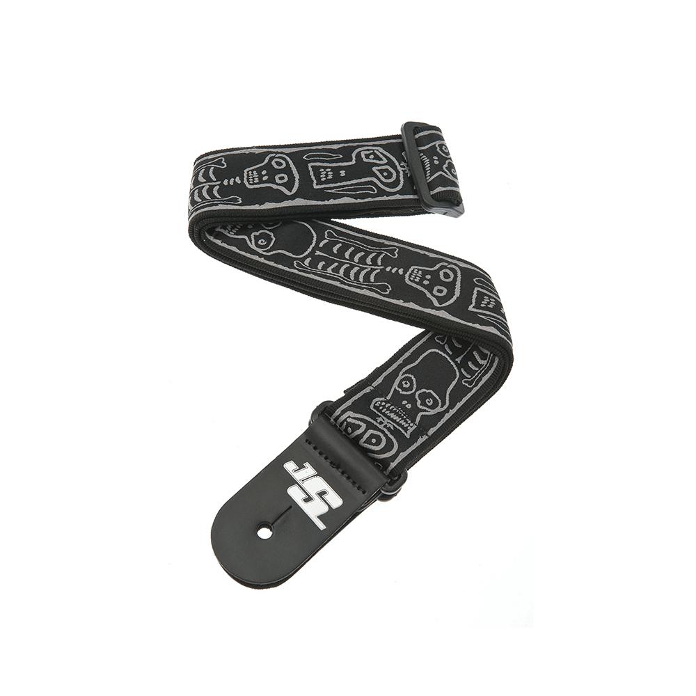 D'Addario 50mm Joe Satriani Guitar Strap - Skull n' Bones in stock
