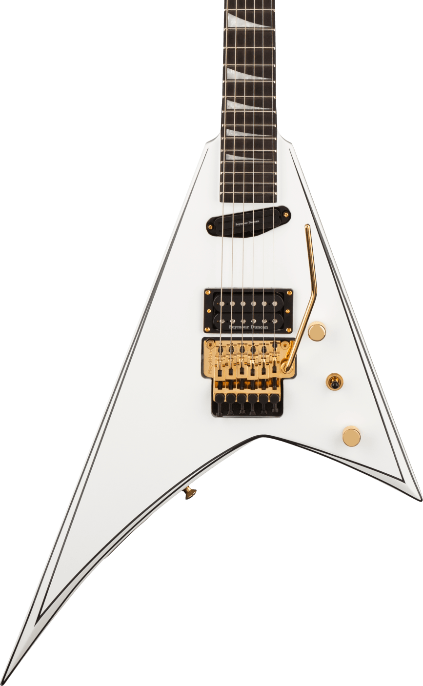 Jackson Concept Series Rhoads RR24 HS Electric Guitar in White with Black Pinstripes in stock