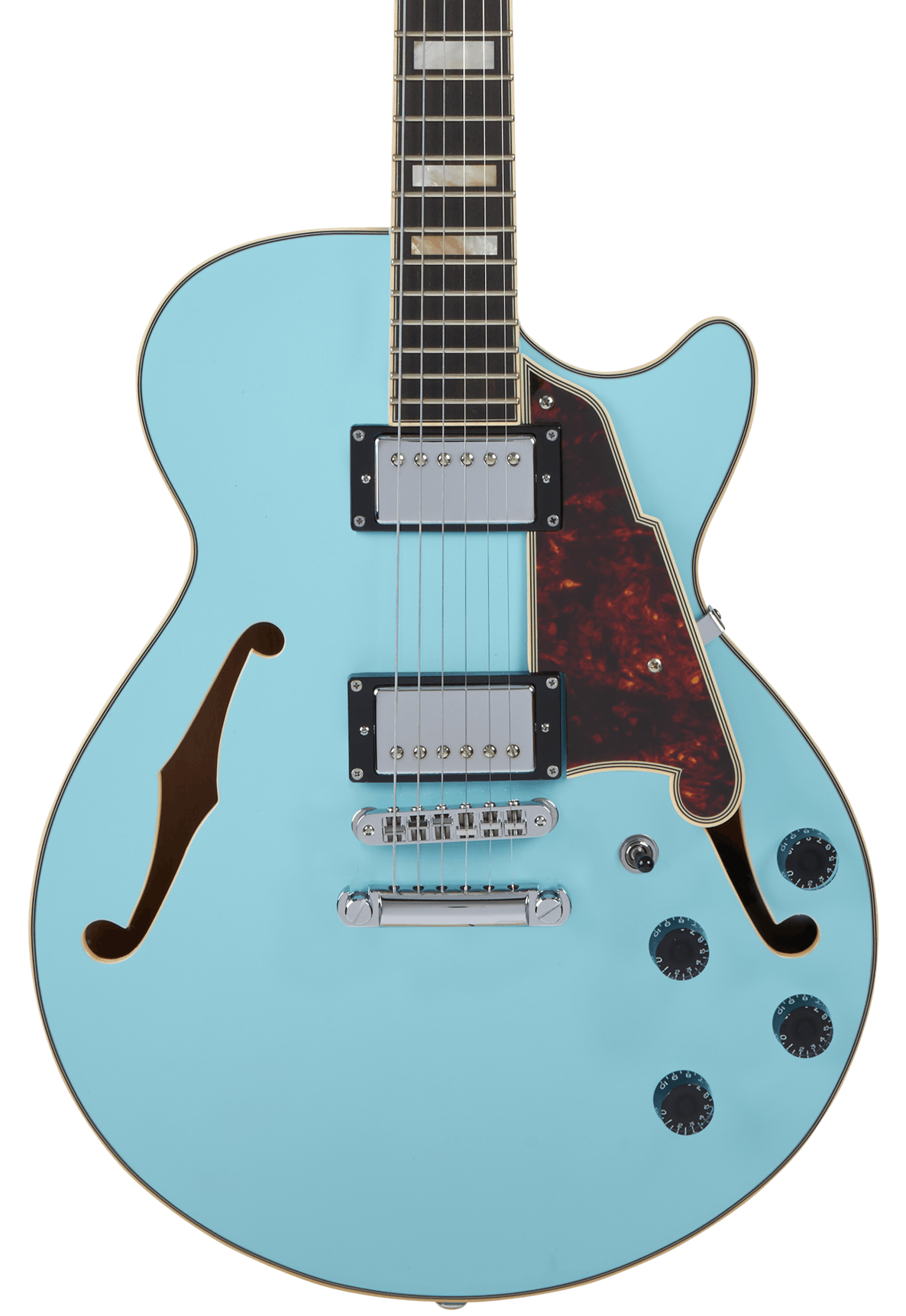 D'Angelico Premier SS Semi-Hollow Electric Guitar in Sky Blue in stock