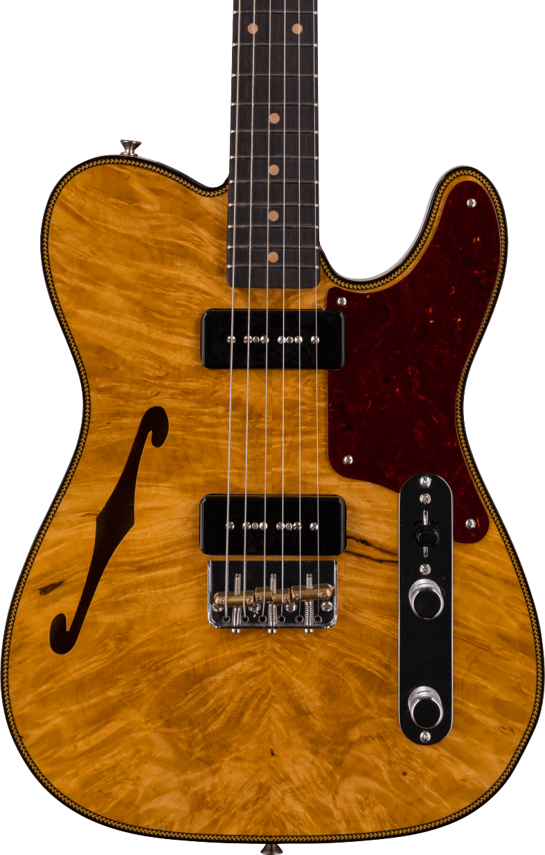 Fender Custom Shop Artisan Dual P-90 Maple Burl Telecaster Electric Guitar in Aged Natural in stock