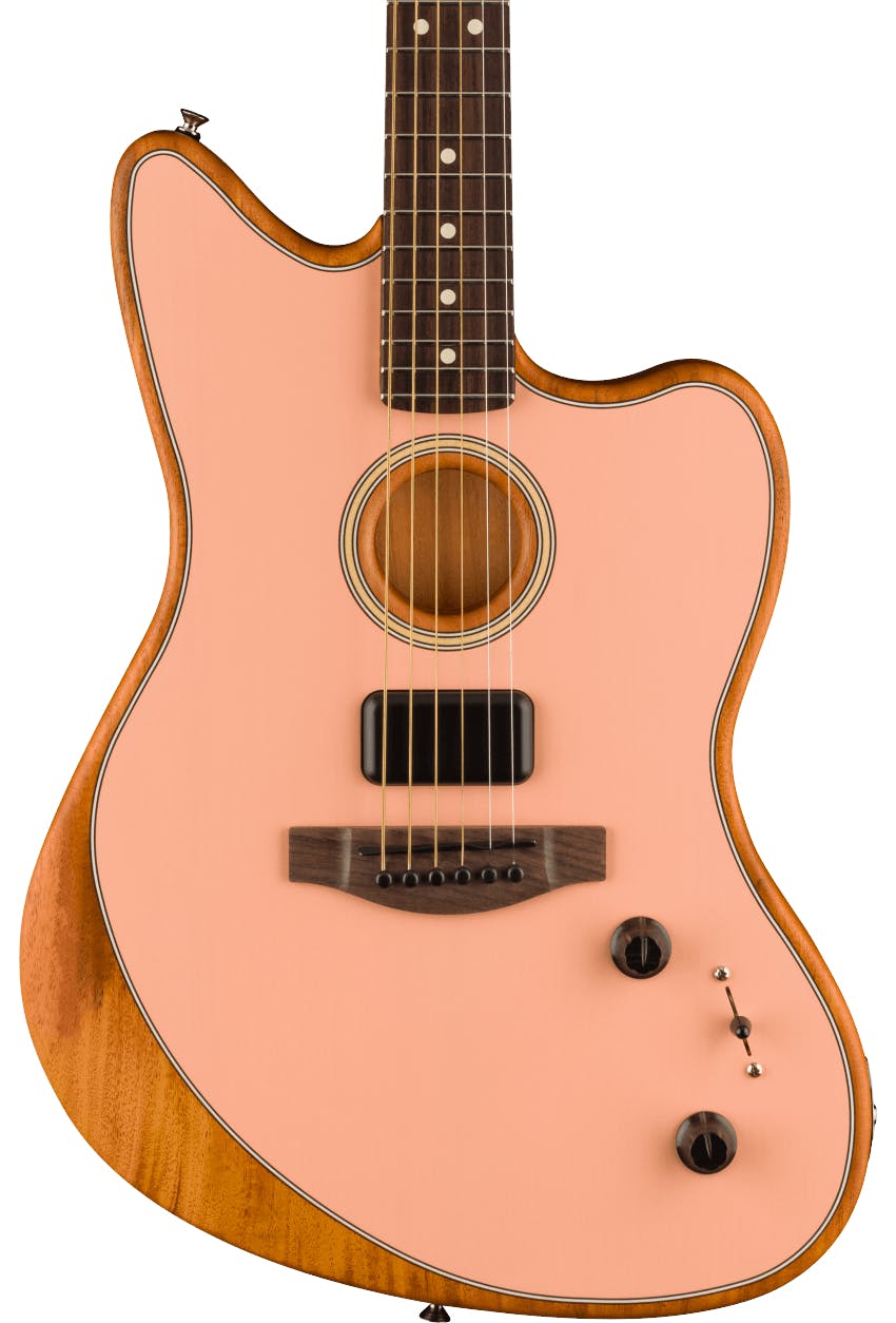 Fender Acoustasonic Player Jazzmaster Acoustic/Electric Guitar in Shell Pink in stock
