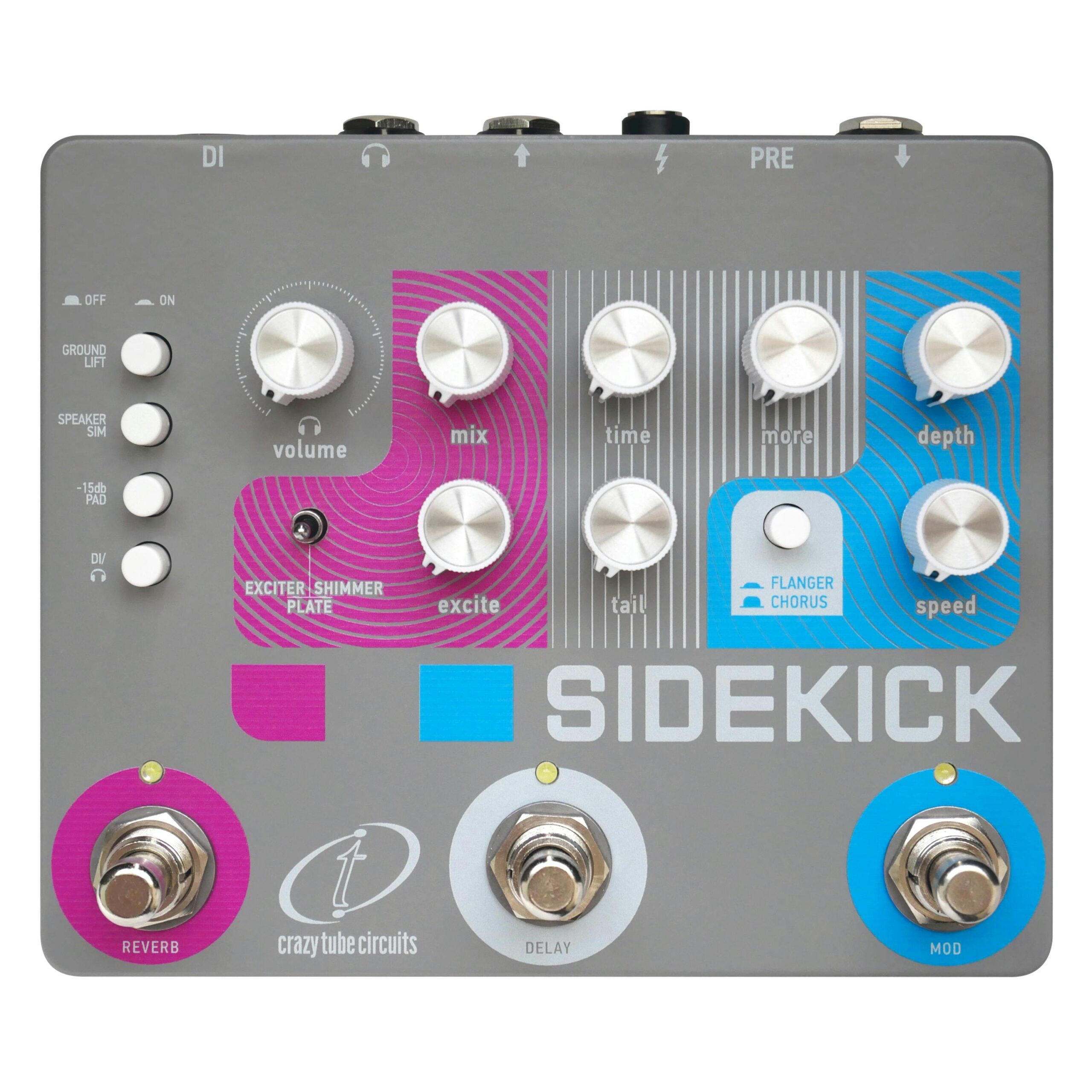 Crazy Tube Circuits Sidekick Chorus, Flanger, Delay & Reverb Multi-FX Pedal in stock