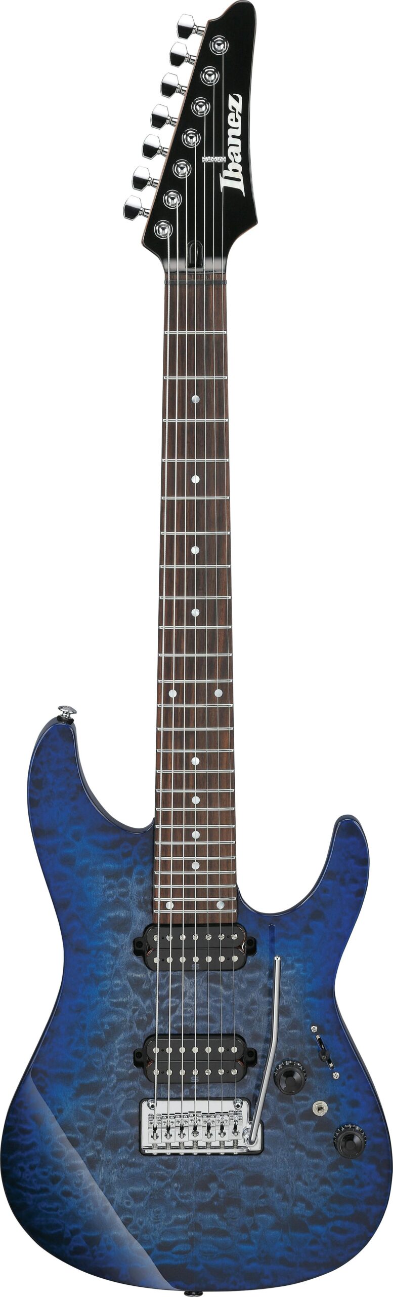 Ibanez AZ427P2QM-TUB 7-String Electric Guitar in Twilight Blue Burst in stock - Image 1