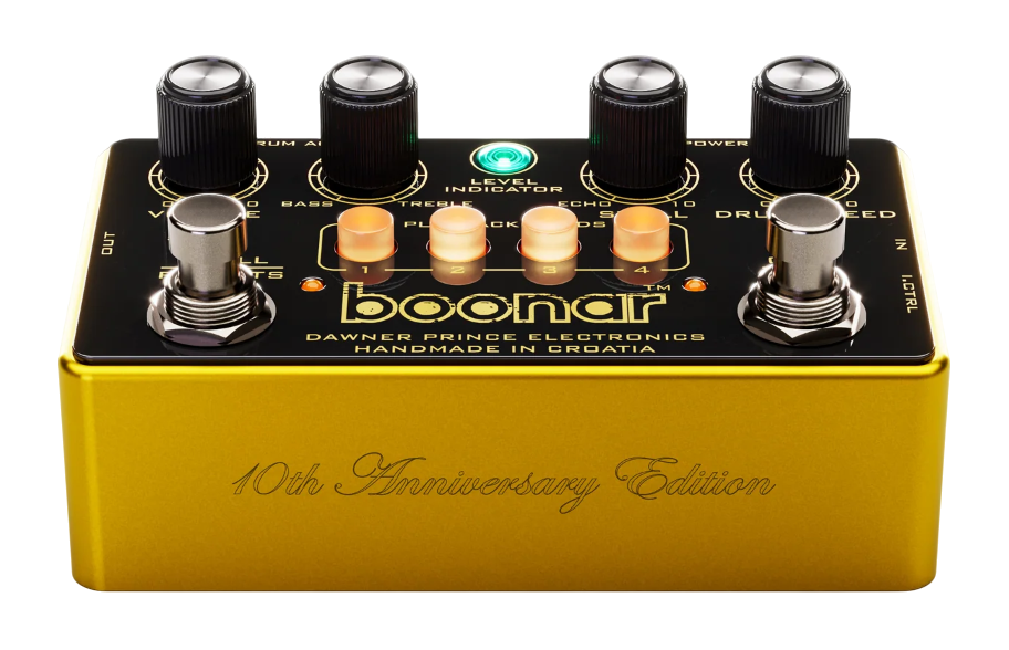 Dawner Prince Boonar Gold Bar 10th Anniversary Edition Multi Head Drum Echo Rec Pedal in stock
