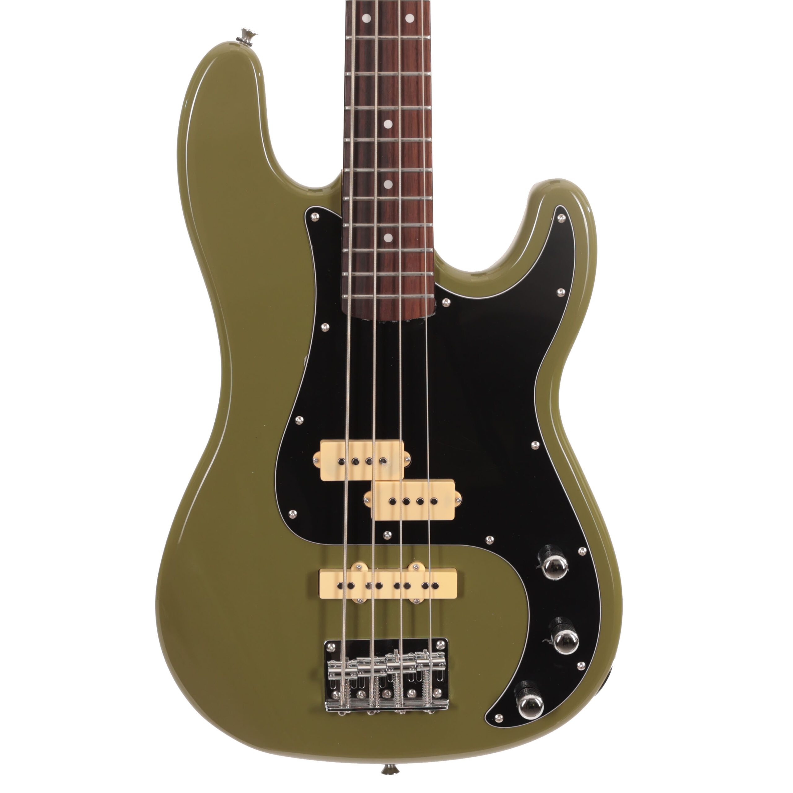 Eastcoast PJ4 Electric Bass In Drab Olive Green With Rosewood Fretboard in stock