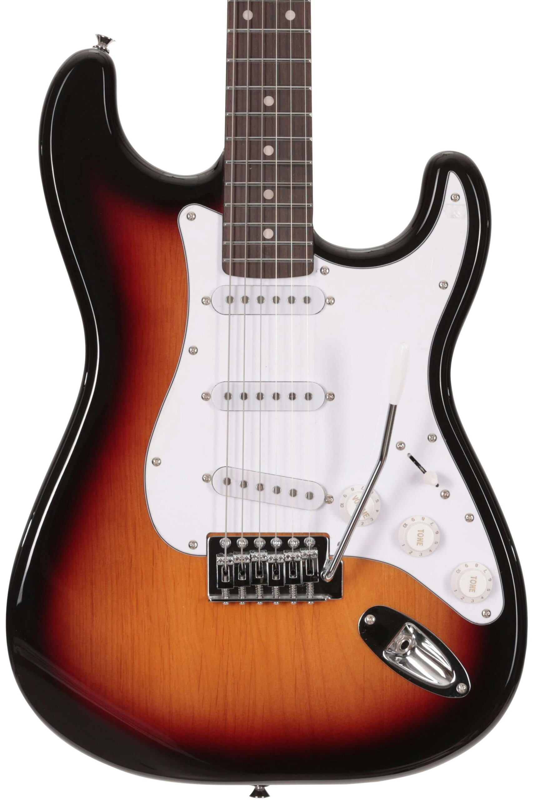 EastCoast ST1 Electric Guitar in 3 Tone Sunburst with Rosewood Fretboard in stock - Image 1