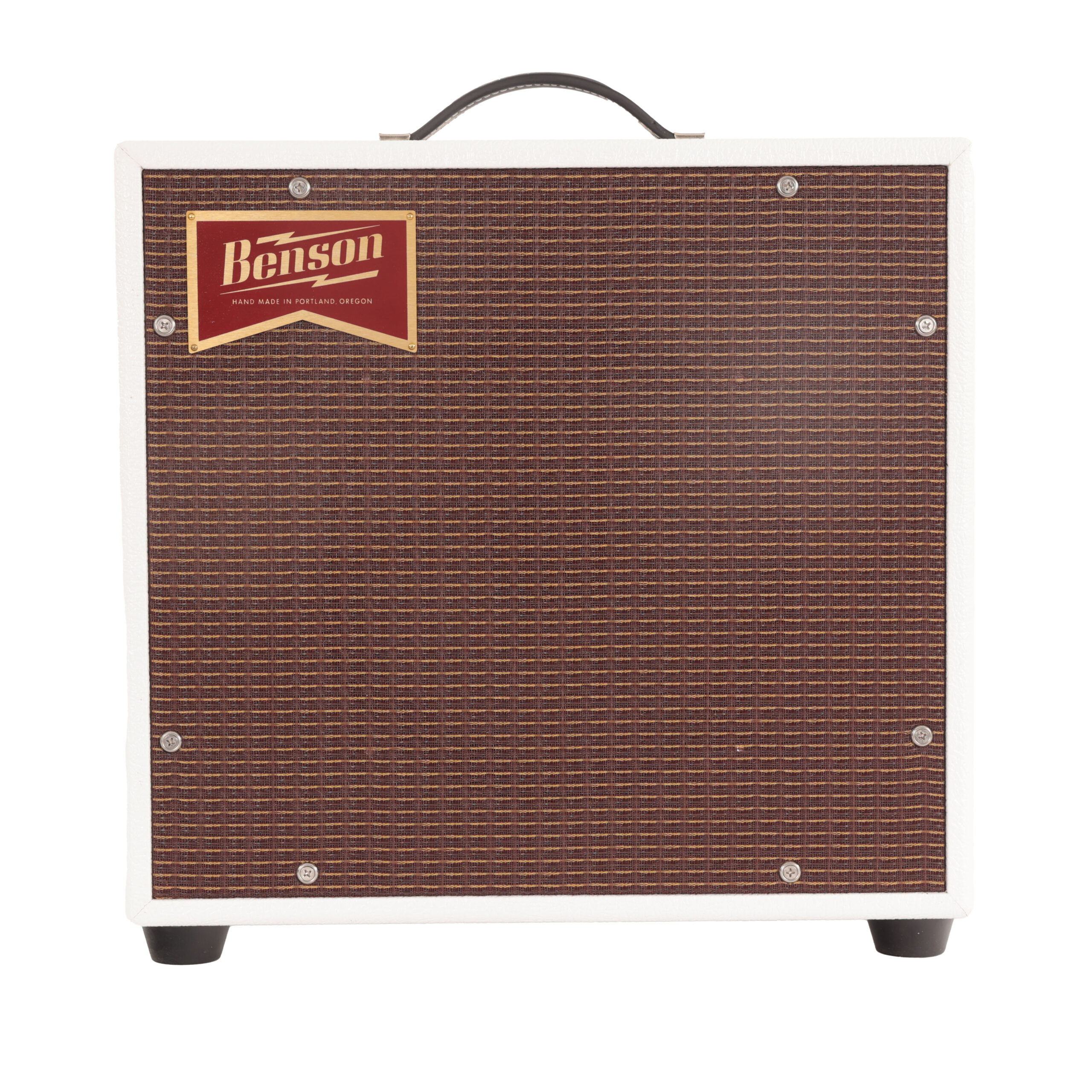 Benson Nathan Junior Reverb 5w 1x10 Valve Amp Combo in White with Oxblood Grille in stock