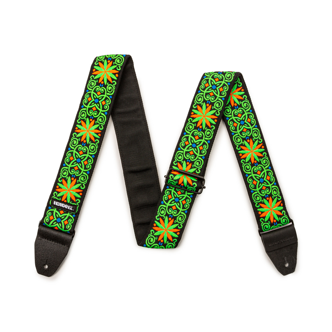 Jim Dunlop Jimi Hendrix Blacklight Fillmore Green Guitar Strap in stock