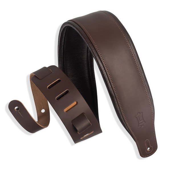 Levy's M26PD-DBR 3" Top Grain Leather Strap, Bark Brown on Dark Brown in stock