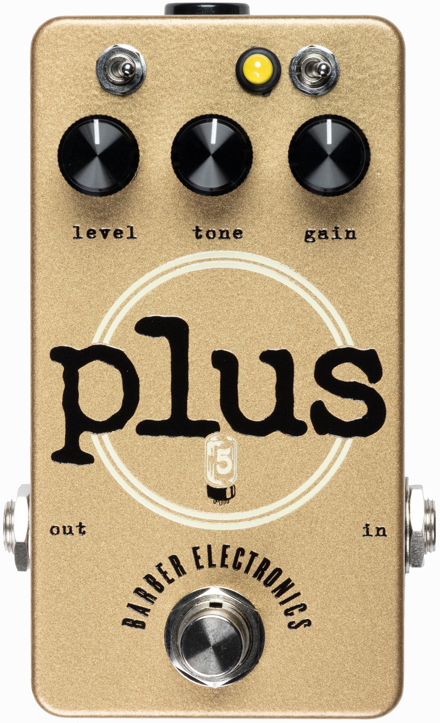 Barber Electronics Five Watt World PLUS Boost Overdrive Pedal in Gold in stock - Image 1