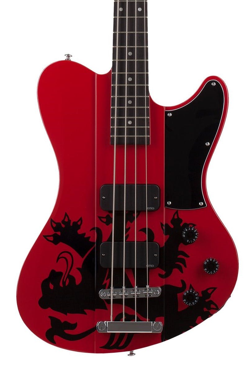 Schecter Simon Gallup Ultra Bass in Red Black in stock
