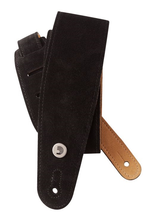 D'Addario Suede Guitar Strap in Black in stock
